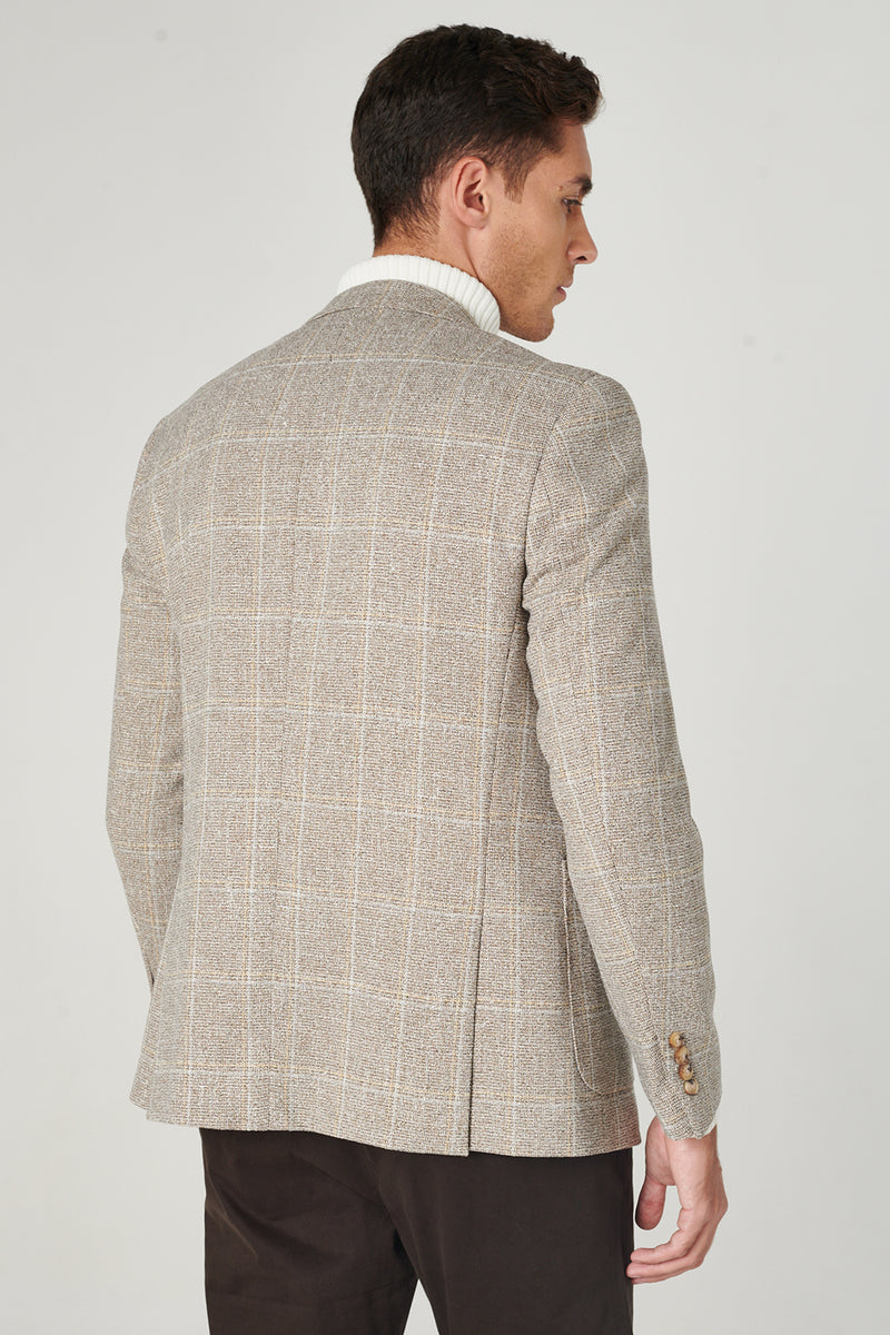 Beige Giacca Uomo A Quadretti Uomo Invernale Cappotto Quadretti