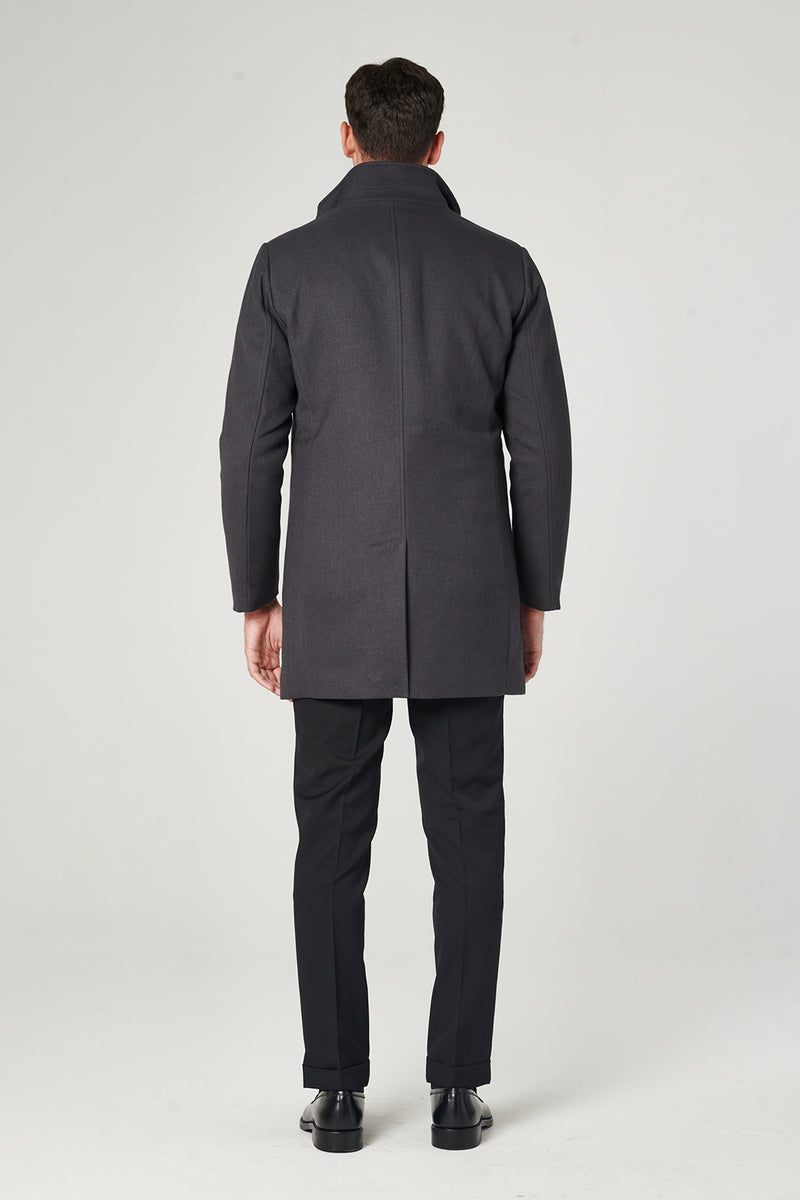 Cappotto Invernale Da Uomo In Lana E Poliestere - Lungo, Slim Fit, Con Colletto Alto - Foto 2