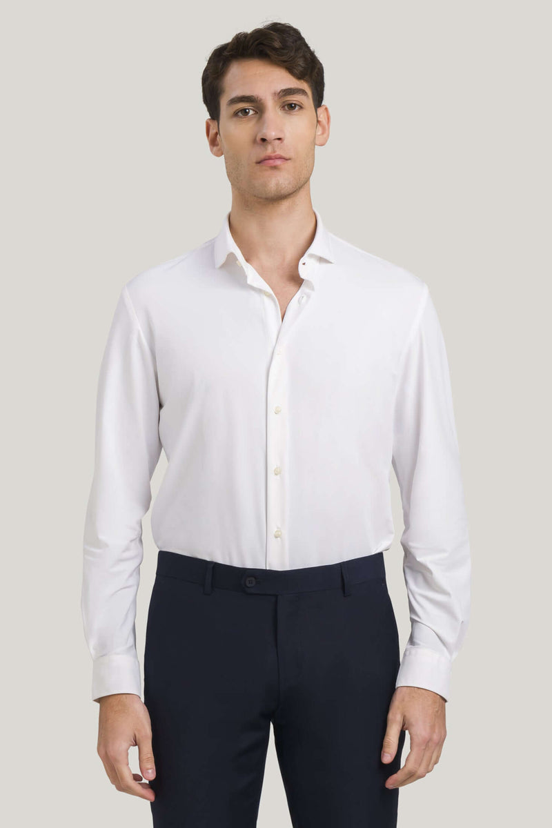 Camicia Bianca Slim Fit Elegante Sottotono