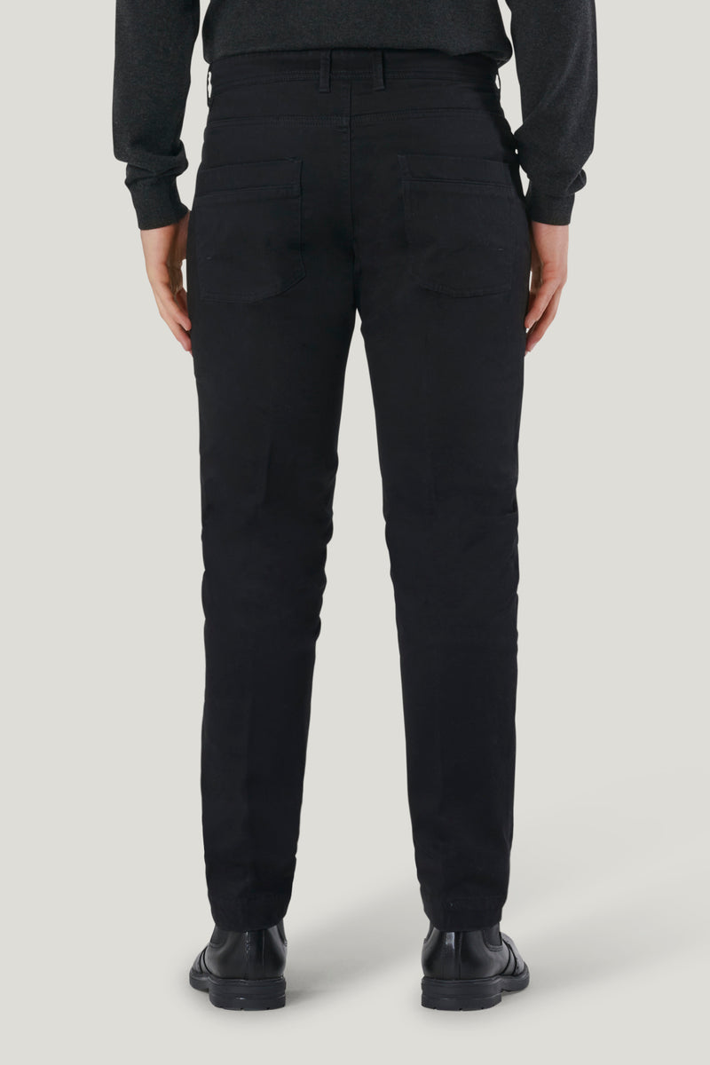 Pantaloni Uomo Eleganti Slim Fit Nero - 5 Tasche - Cotone - Made In Italy Cristiano Battistini D959