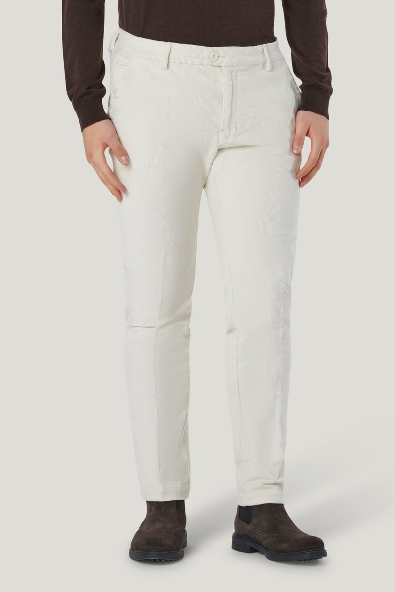 Pantaloni in Velluto a Coste Bianchi per Uomo