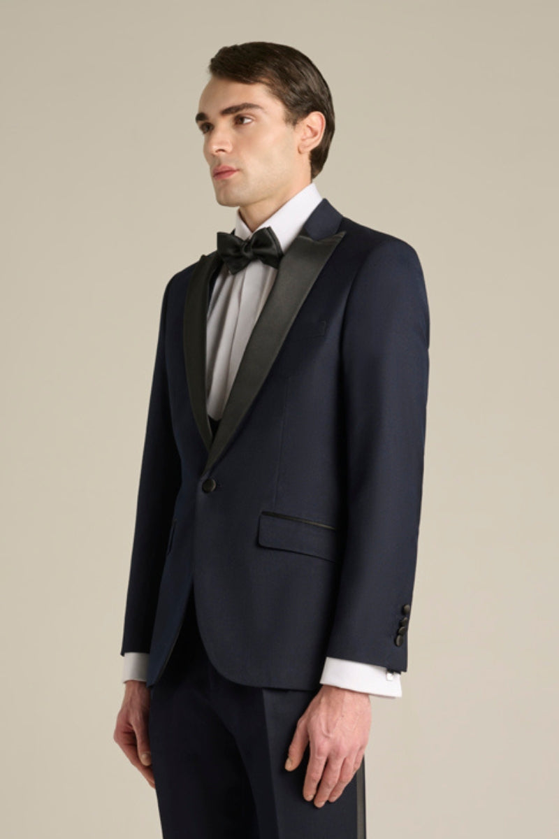 Giacca da Smoking Sottotono Blu Slim Fit Eleganza in Stile