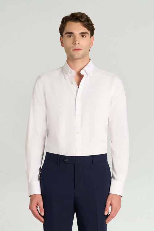 Camicia Uomo Sorrento 100% Cotone Italiano - Non Stiro - Colletto Button Down - Modello 2744 Bianca
