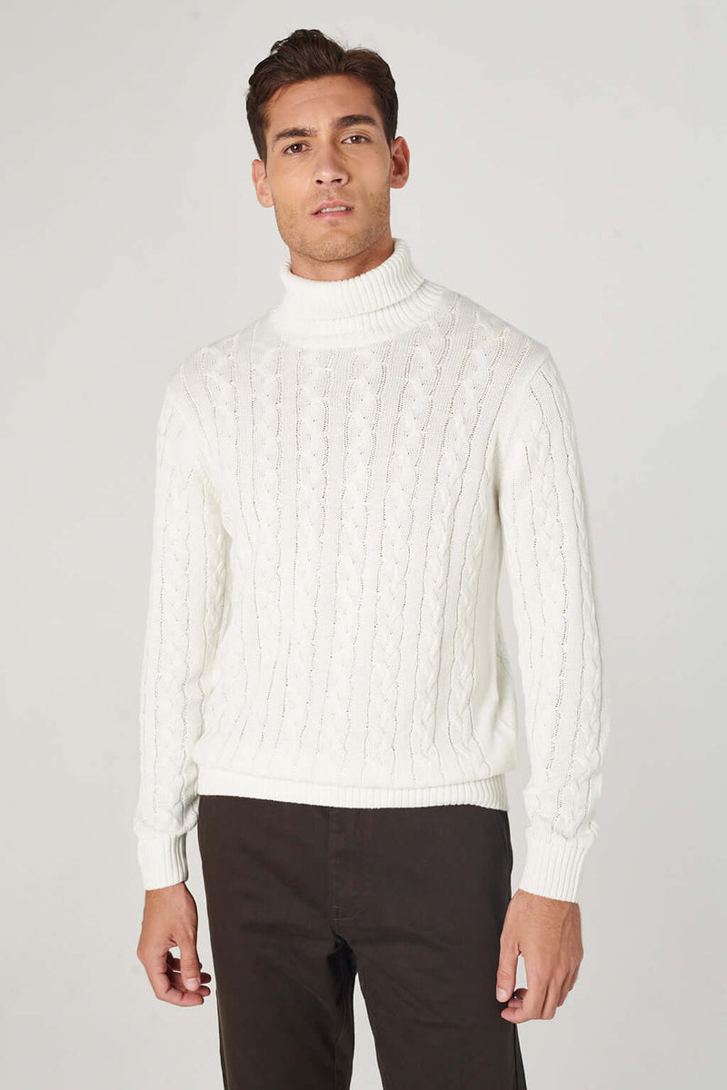 Bianco Maglioni Collo Dolce Vita Maglione Bianco Collo Alto