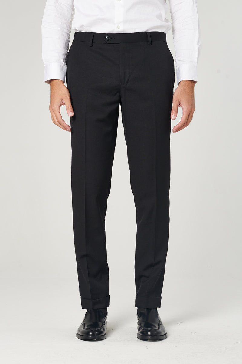 Pantaloni da abito in lana nero Eleganza sartoriale