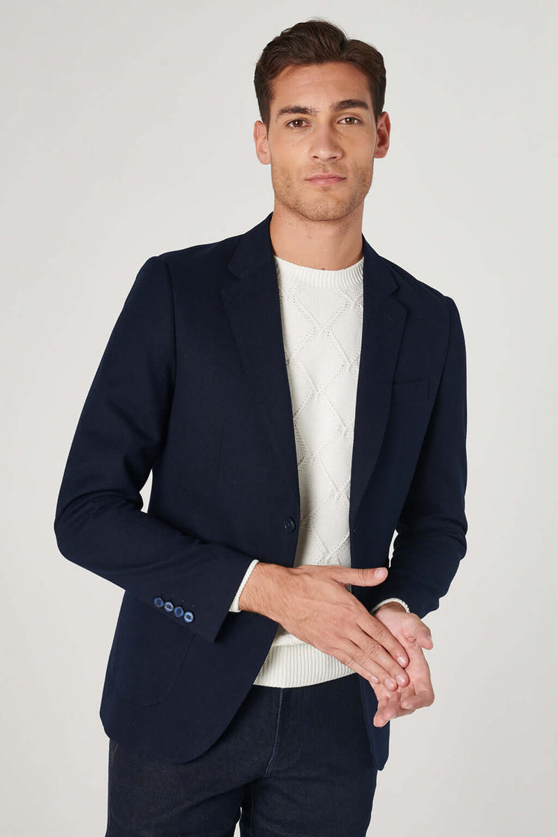 Abito Uomo Giacca Nera Pantalone Blu Blazer Outfit Uomo Camicia