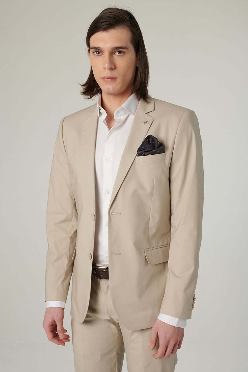 Giacche Giaccone Beige Uomo Giacca Da Abito In Fresco Cotone